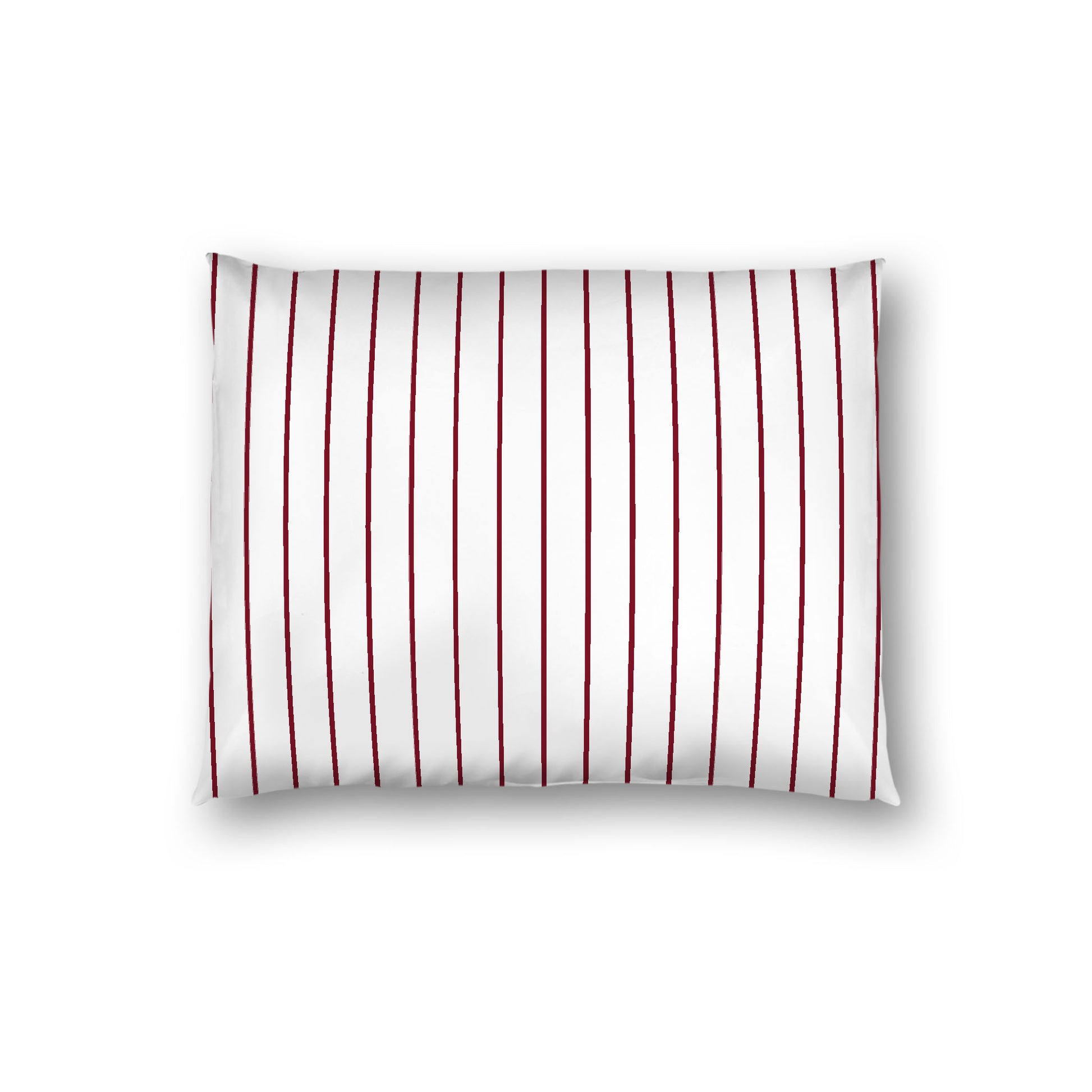 Off-White Cotton Sateen Sham, Burgundy Red Stripes on Front, White Reverse Side, Standard (width x length) 20 x 26 inches / 51 x 66 cm