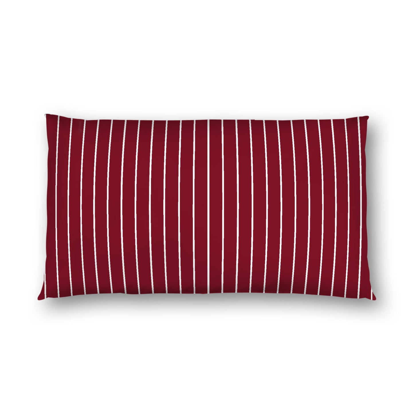 Burgundy Red Cotton Sateen Sham, Off-White Stripes on Front, White Reverse Side, King (width x length) 20 x 36 inches / 51 x 91 cm