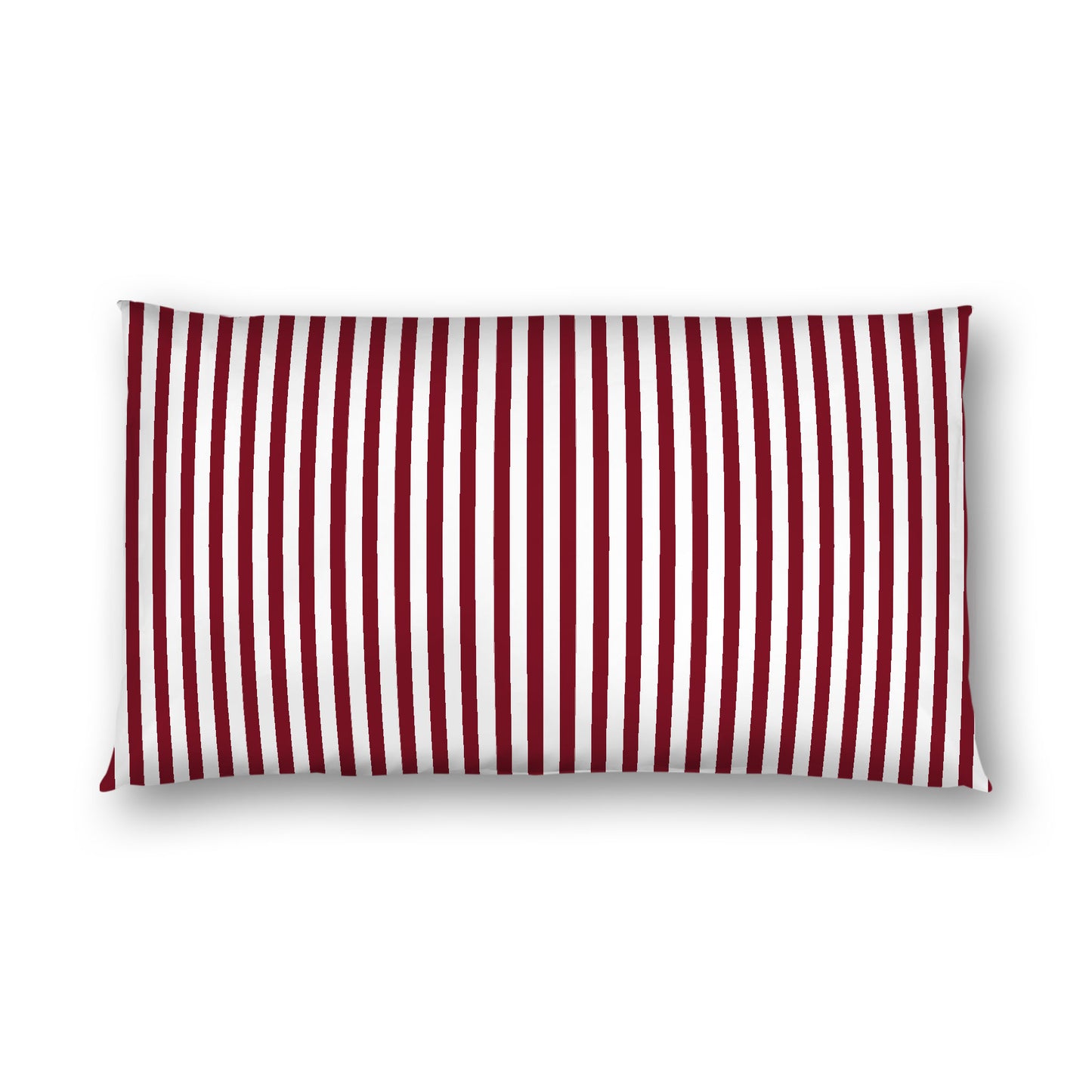 Off-White Cotton Sateen Sham, Thin Burgundy Red Bars on Front, White Reverse Side, King (width x length) 20 x 36 inches / 51 x 91 cm