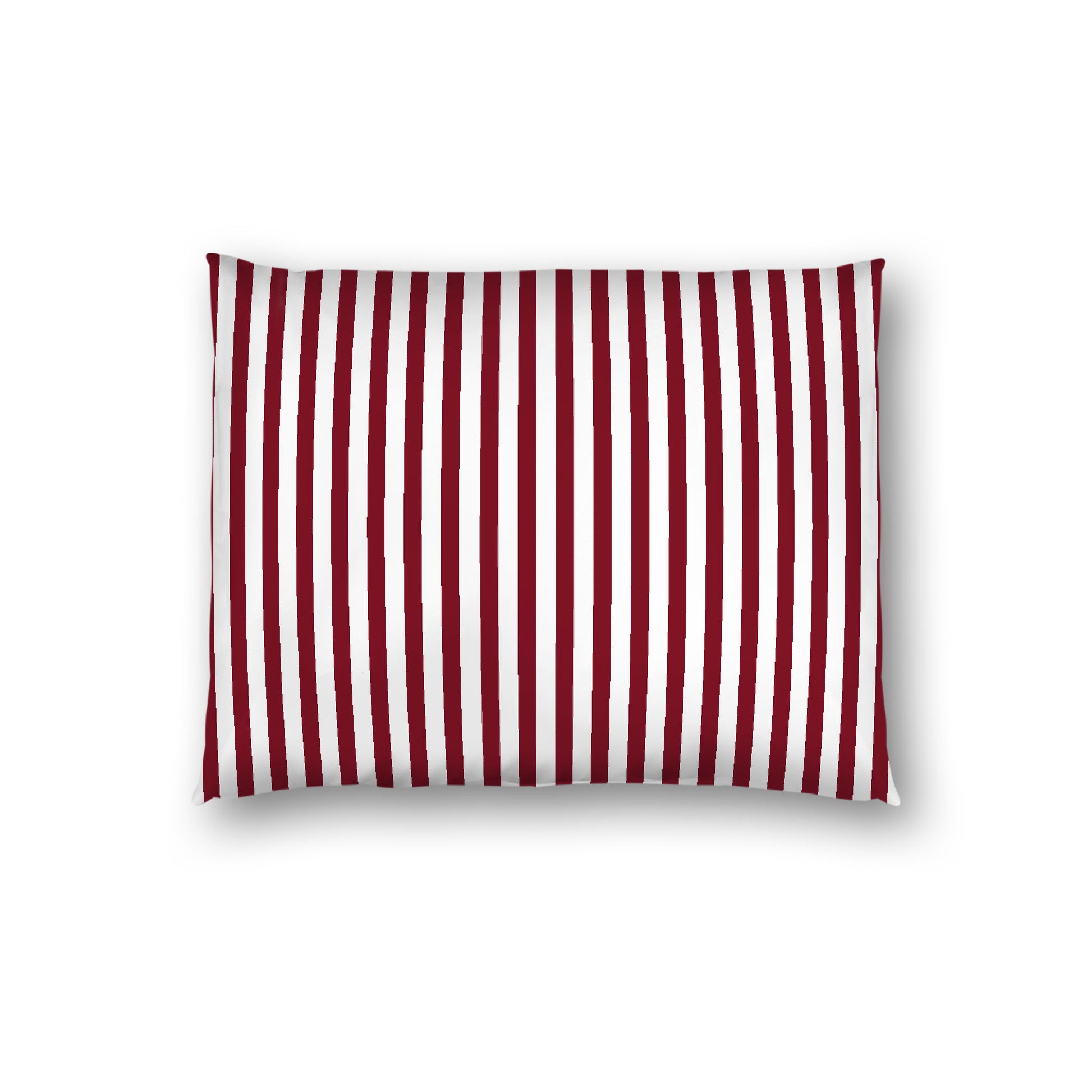 Off-White Cotton Sateen Sham, Thin Burgundy Red Bars on Front, White Reverse Side, Standard (width x length) 20 x 26 inches / 51 x 66 cm