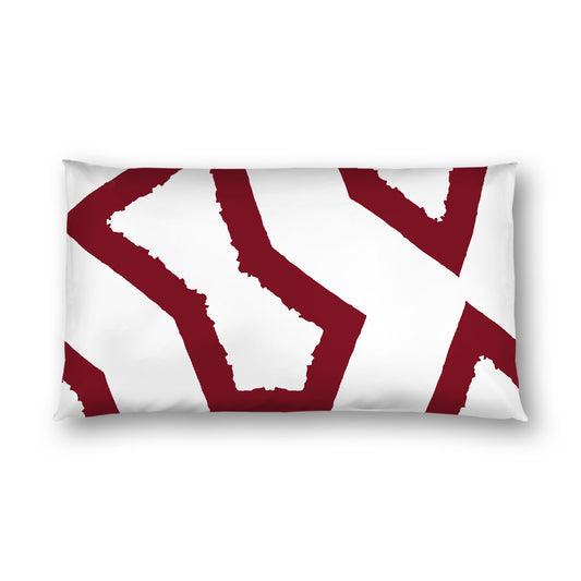 Off-White Cotton Sateen Sham, Bold Burgundy Red Graphic on Front, White Reverse Side, King (width x length) 20 x 36 inches / 51 x 91 cm