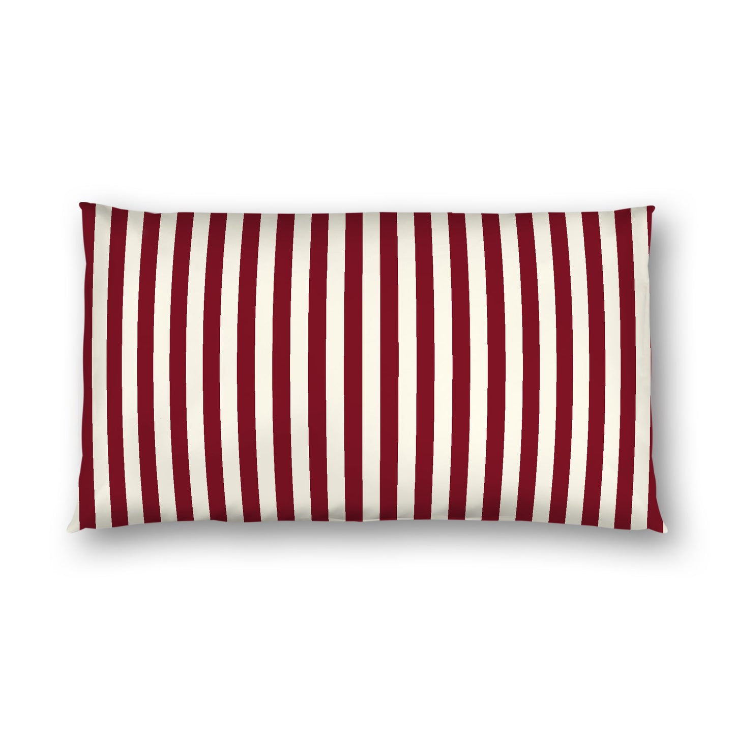 Pale Cream Cotton Sateen Sham, Burgundy Red Bars on Front, White Reverse Side, King - 20 x 36 inches