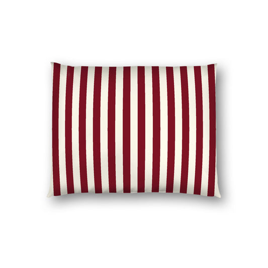 Pale Cream Cotton Sateen Sham, Burgundy Red Bars on Front, White Reverse Side, Standard - 20 x 26 inches