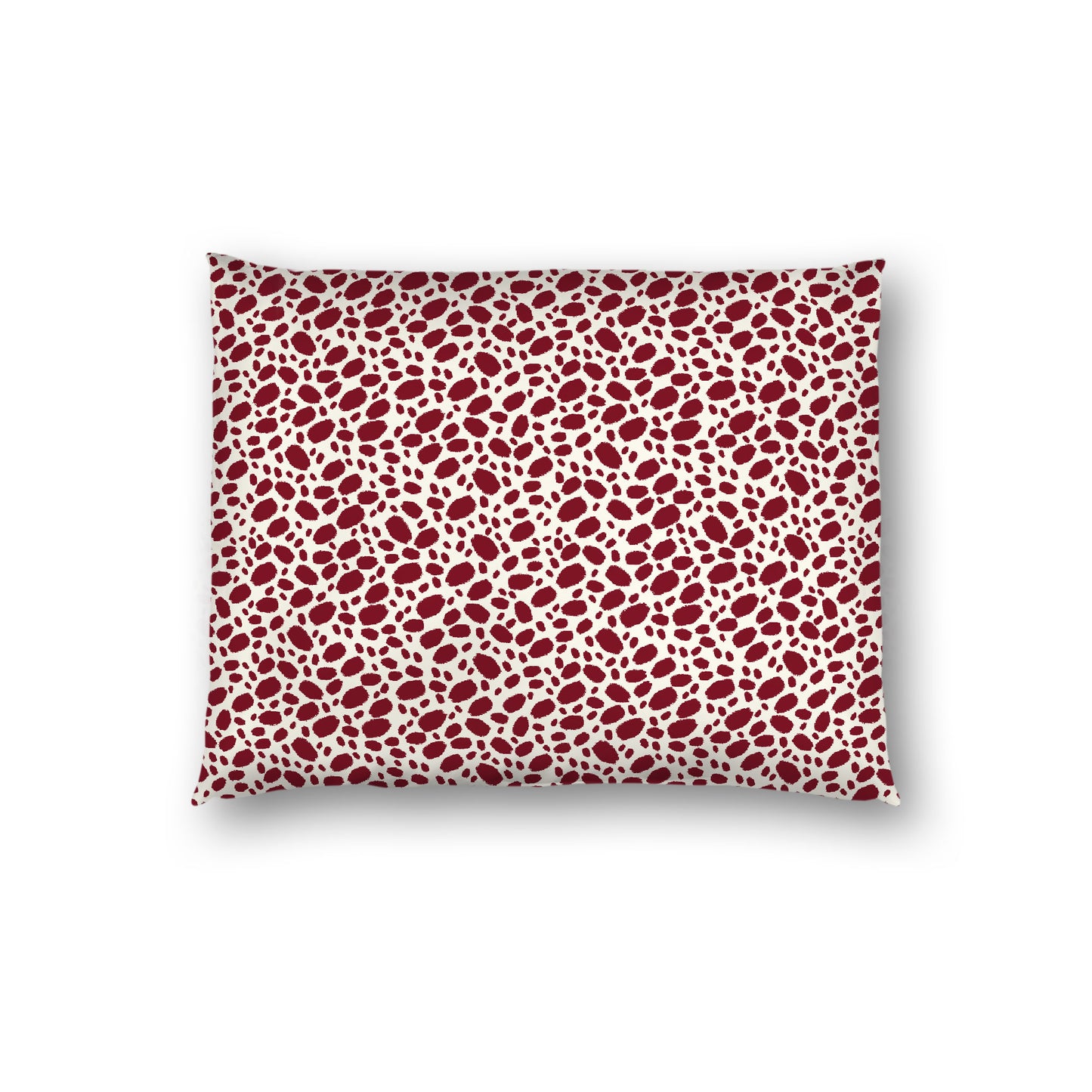Pale Cream Cotton Sateen Pillow Sham, Burgundy Red Hand-painted Dab Motif Print, Pale Cream Revese Side, Standard - 20 x 26 inches