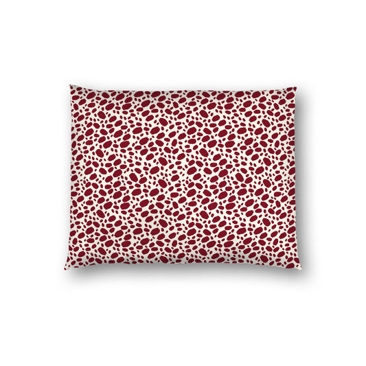 Pale Cream Cotton Sateen Pillow Sham, Burgundy Red Hand-painted Dab Motif Print, Pale Cream Revese Side, Standard - 20 x 26 inches