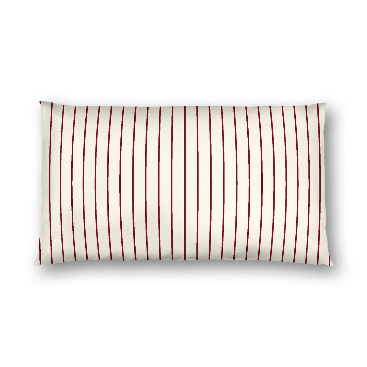 Pale Cream Cotton Sateen Sham, Burgundy Red Stripes on Front, White Reverse Side, King - 20 x 36 inches