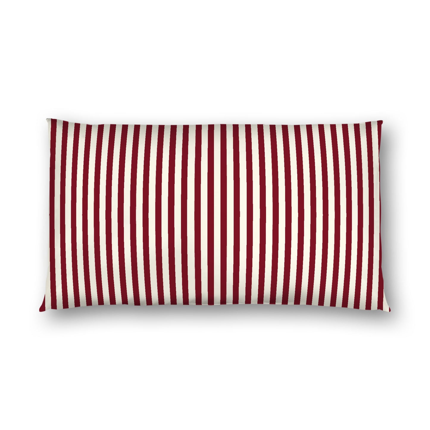 Pale Cream Cotton Sateen Sham, Thin Burgundy Red Bars on Front, White Reverse Side, King - 20 x 36 inches