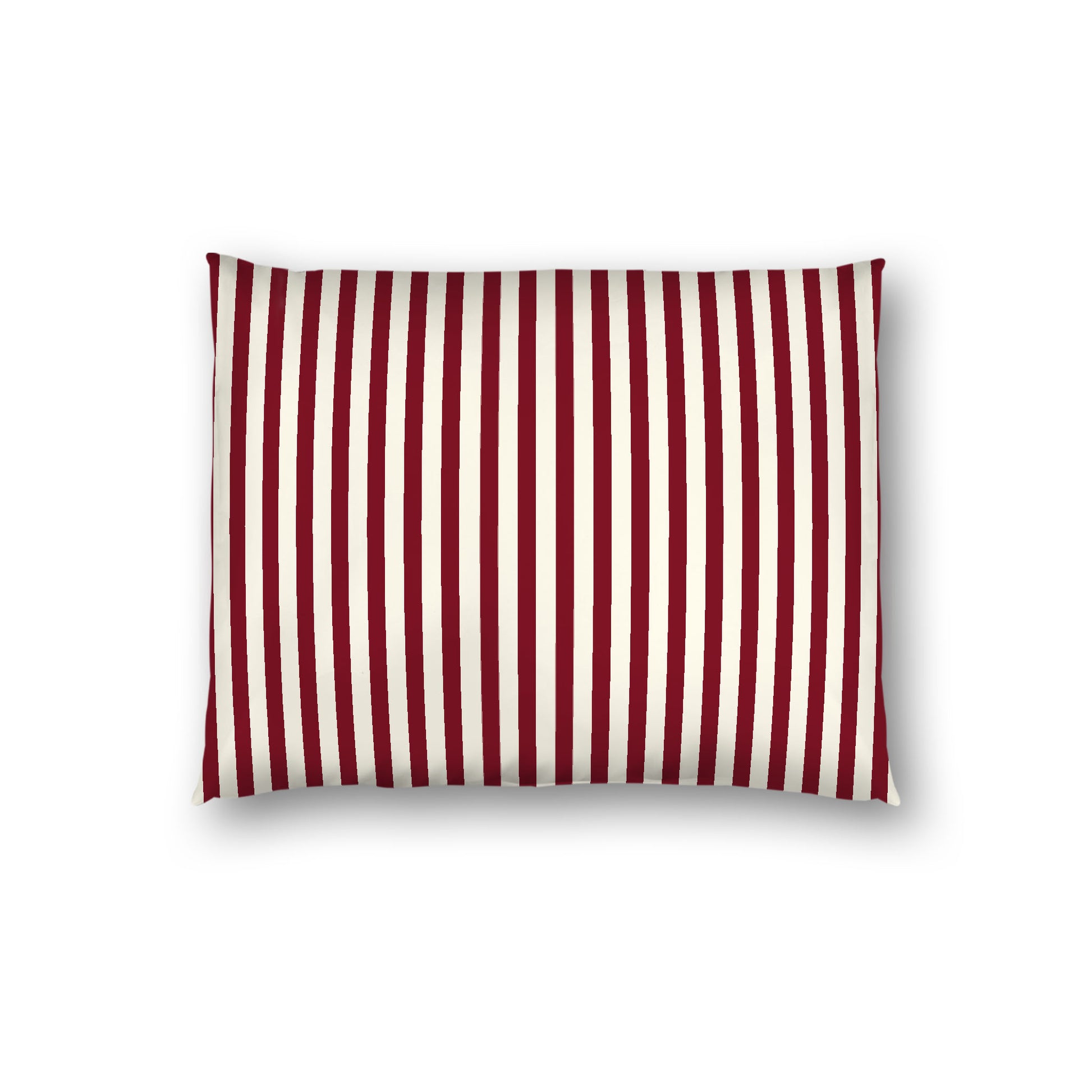 Pale Cream Cotton Sateen Sham, Thin Burgundy Red Bars on Front, White Reverse Side, Standard - 20 x 26 inches