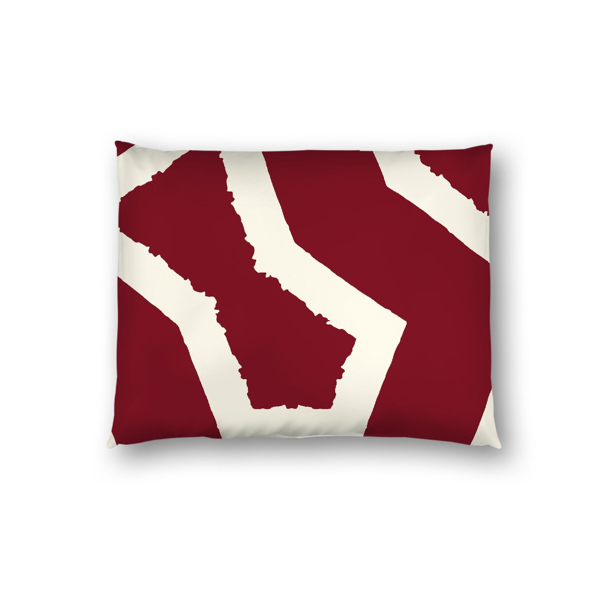 Burgundy Red Cotton Sateen Sham, Bold Pale Cream Graphic on Front, White Reverse Side, Standard - 20 x 26 inches