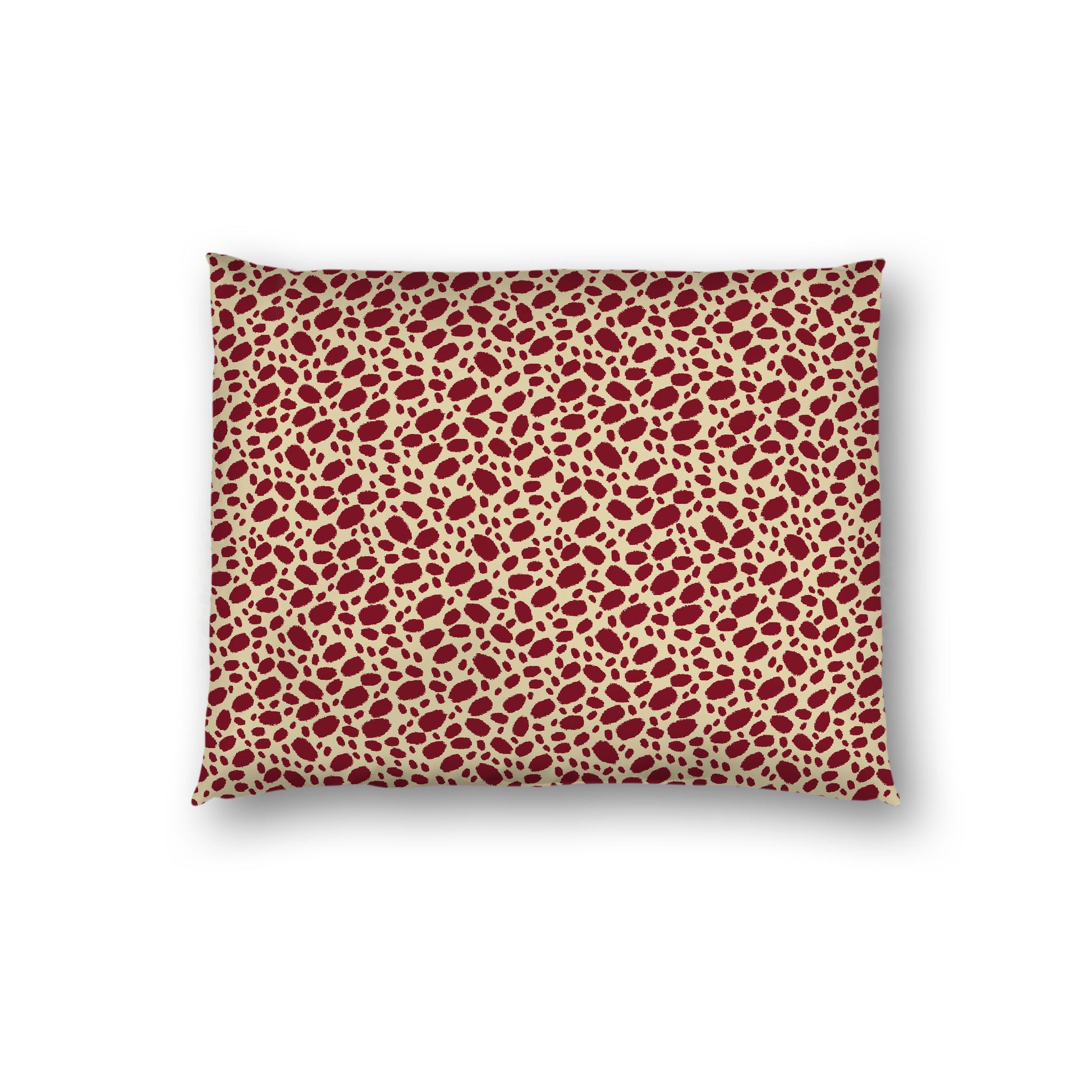 Desert Sand Cotton Sateen Pillow Sham, Burgundy Red Hand-painted Dab Motif Print, Desert Sand Revese Side, Standard - 20 x 26 inches