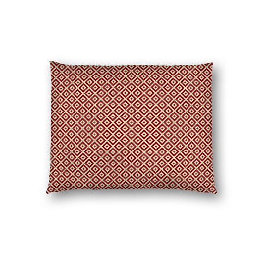 Desert Sand Cotton Sateen Pillow Sham, Burgundy Red Repeating Square Motif Print, Desert Sand Revese Side, Standard - 20 x 26 inches
