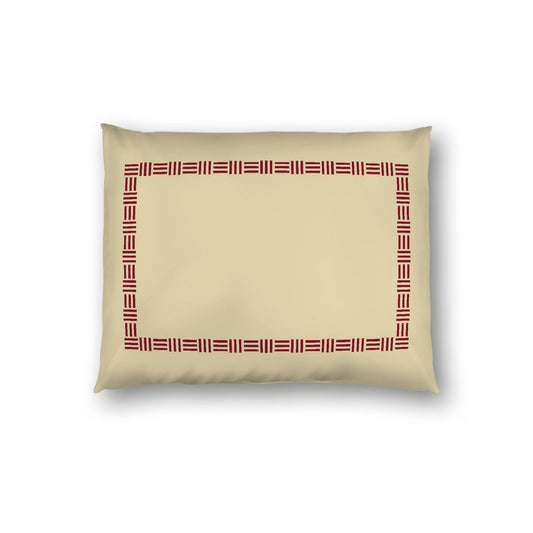 Desert Sand Cotton Sateen Pillow Sham, Burgundy Red Single Weave Motif Print, Classic Border, White Reverse Side, Standard - 20 x 26 inches