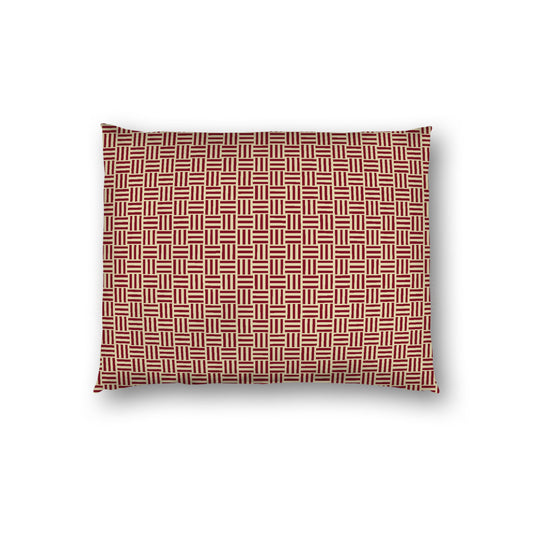 Desert Sand Cotton Sateen Pillow Sham, Burgundy Red Single Weave Motif Print, White Reverse Side, Standard - 20 x 26 inches