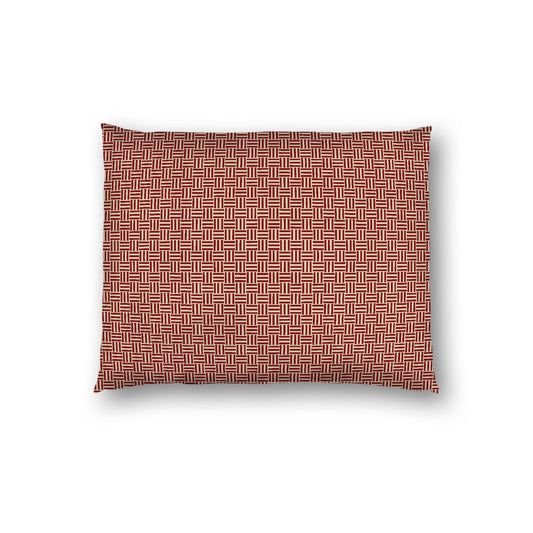 Desert Sand Cotton Sateen Pillow Sham, Burgundy Red Double Weave Motif Print, White Reverse Side, Standard - 20 x 26 inches
