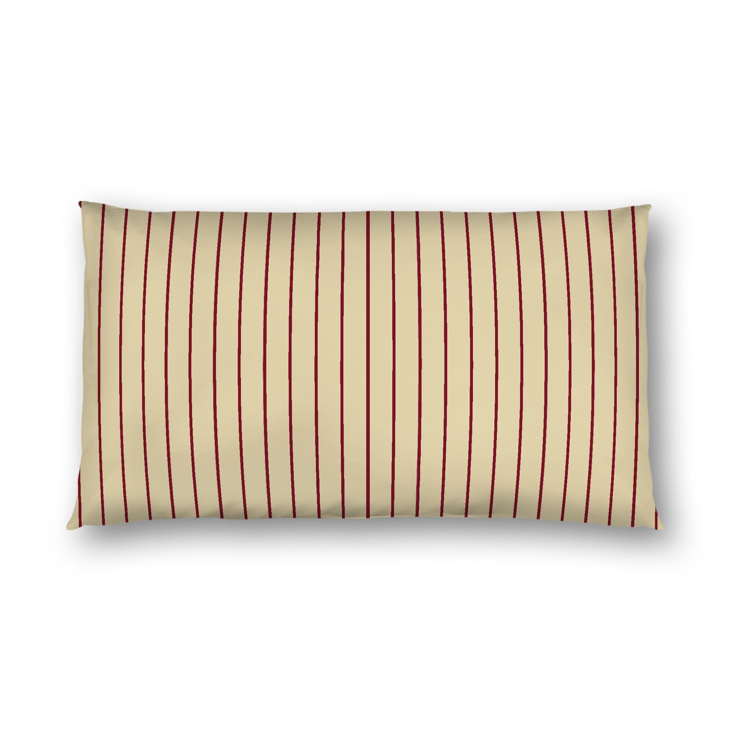 Desert Sand Cotton Sateen Sham, Burgundy Red Stripes on Front, White Reverse Side, King - 20 x 36 inches