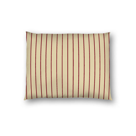 Desert Sand Cotton Sateen Sham, Burgundy Red Stripes on Front, White Reverse Side, Standard - 20 x 26 inches
