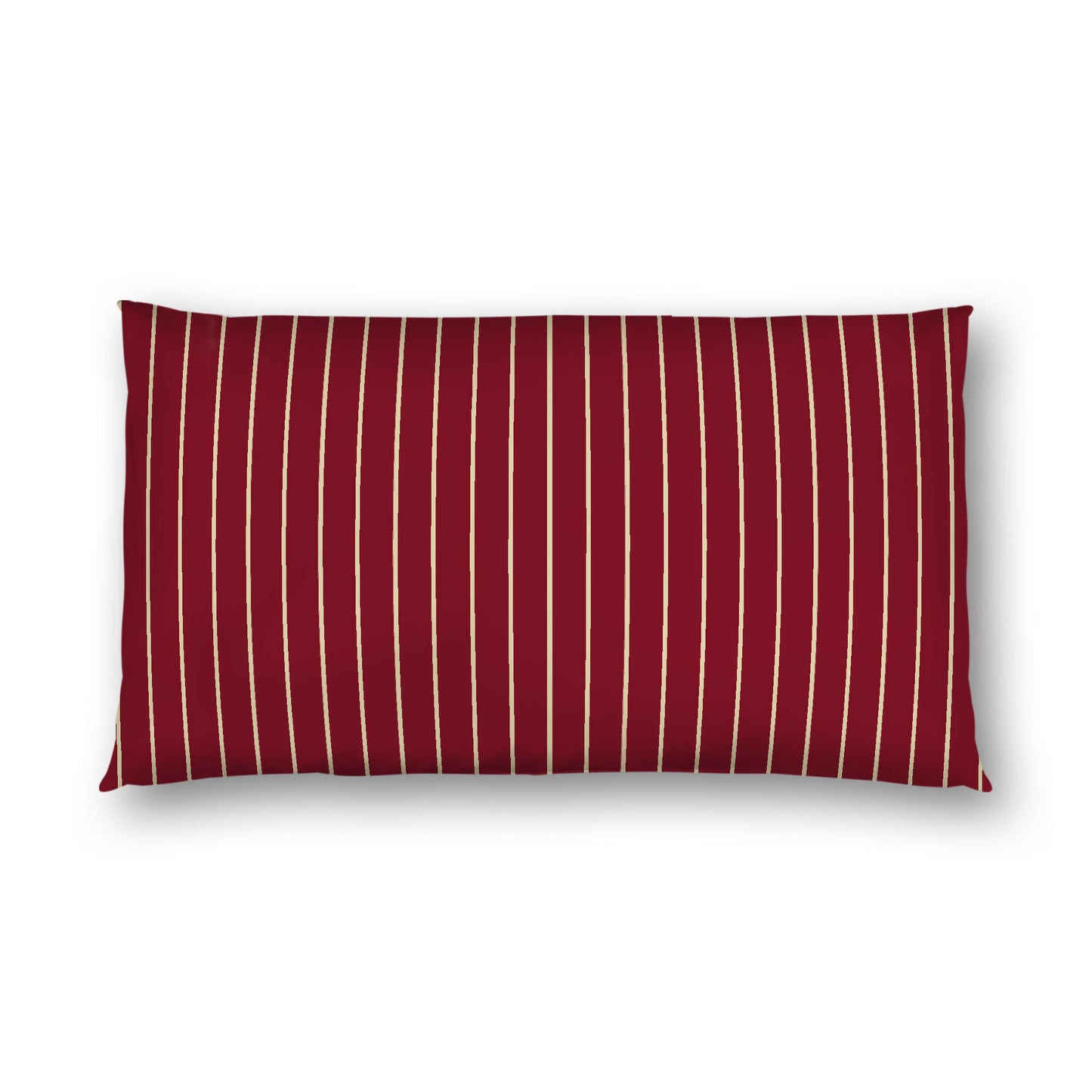 Burgundy Red Cotton Sateen Sham, Desert Sand Stripes on Front, White Reverse Side, King - 20 x 36 inches