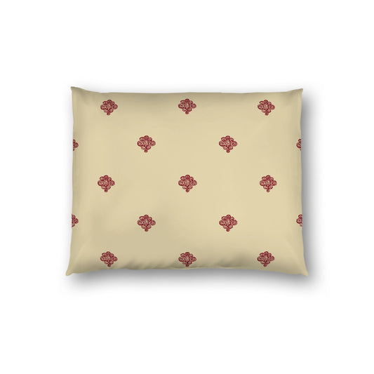 Desert Sand Cotton Sateen Pillow Sham, Burgundy Red Hand-painted Swizzle Motif Print, White Reverse Side, Standard - 20 x 26 inches