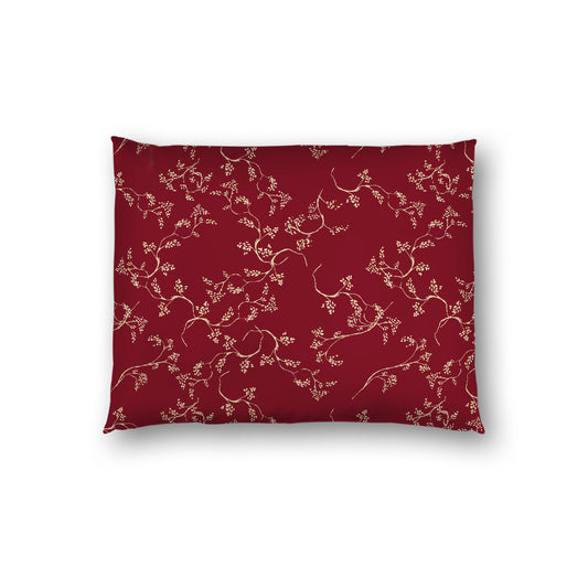 Desert Sand Cotton Sateen Pillow Sham, Burgundy Red Hand-painted Vine Print, White Reverse Side, Standard - 20 x 26 inches