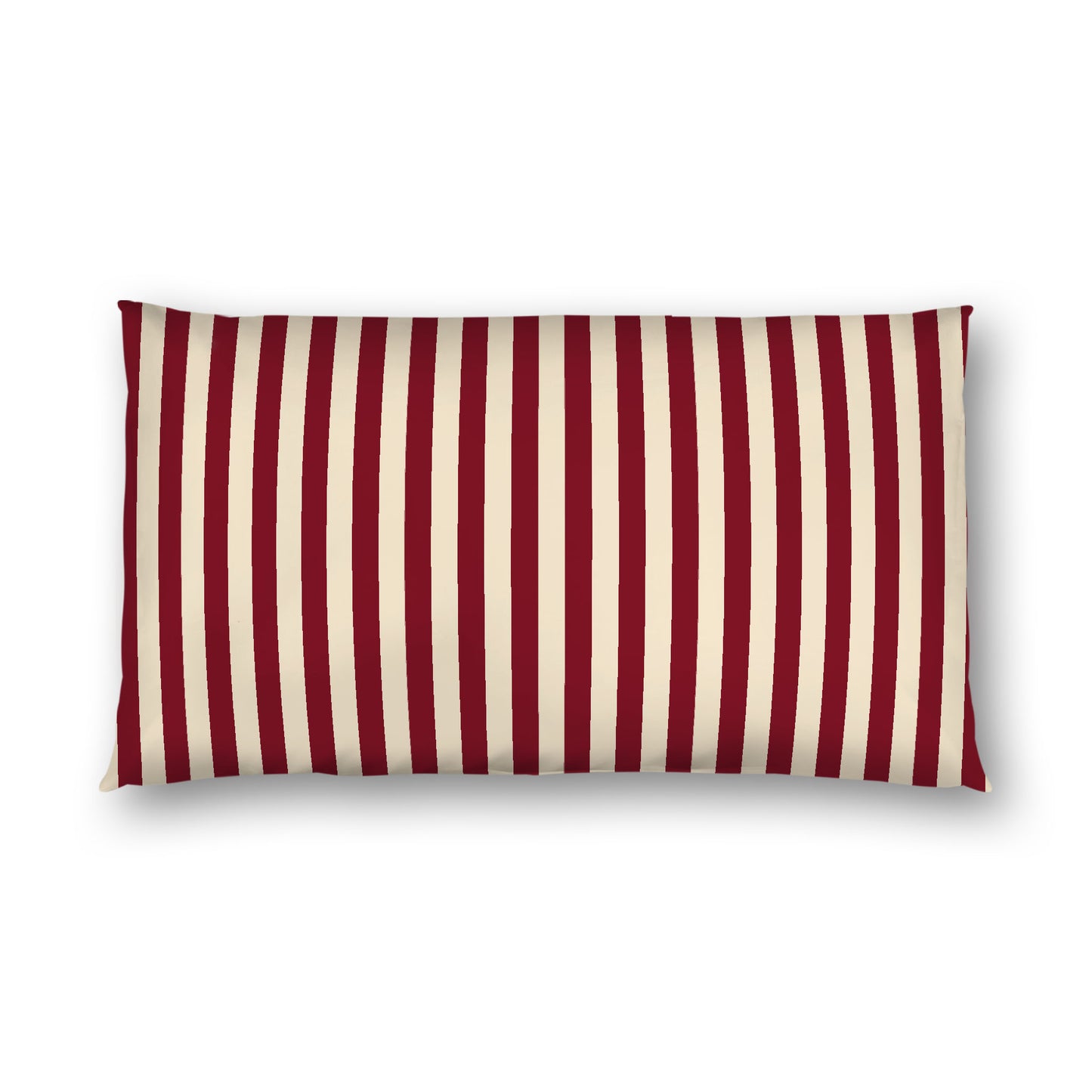 Beige Cotton Sateen Sham, Burgundy Red Bars on Front, White Reverse Side, King - 20 x 36 inches