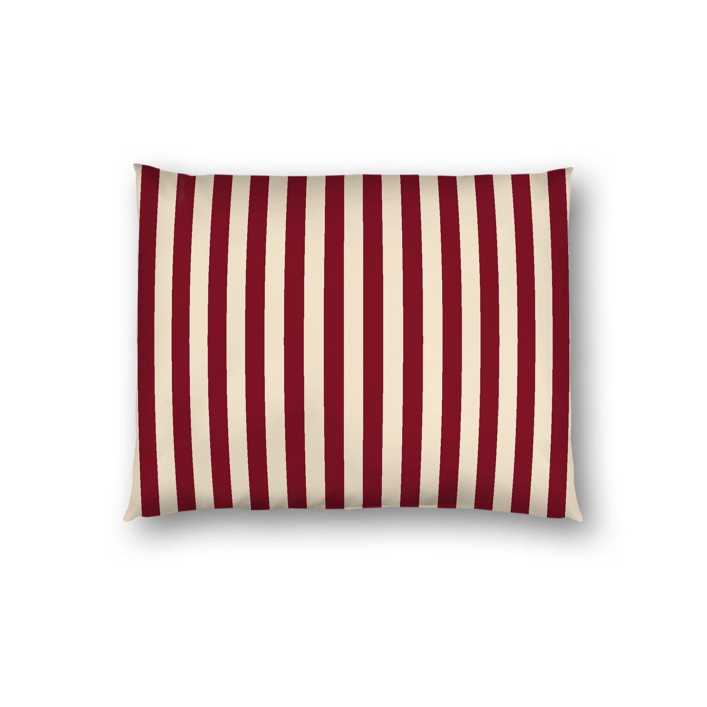 Beige Cotton Sateen Sham, Burgundy Red Bars on Front, White Reverse Side, Standard - 20 x 26 inches