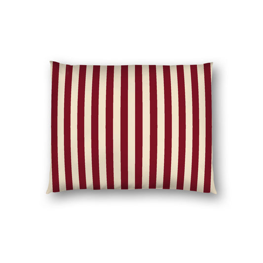 Beige Cotton Sateen Sham, Burgundy Red Bars on Front, White Reverse Side, Standard - 20 x 26 inches