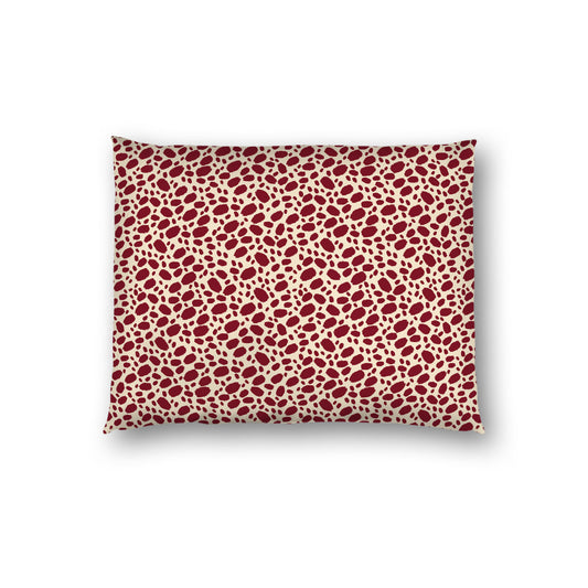 Beige Cotton Sateen Pillow Sham, Burgundy Red Hand-painted Dab Motif Print, Beige Revese Side, Standard - 20 x 26 inches