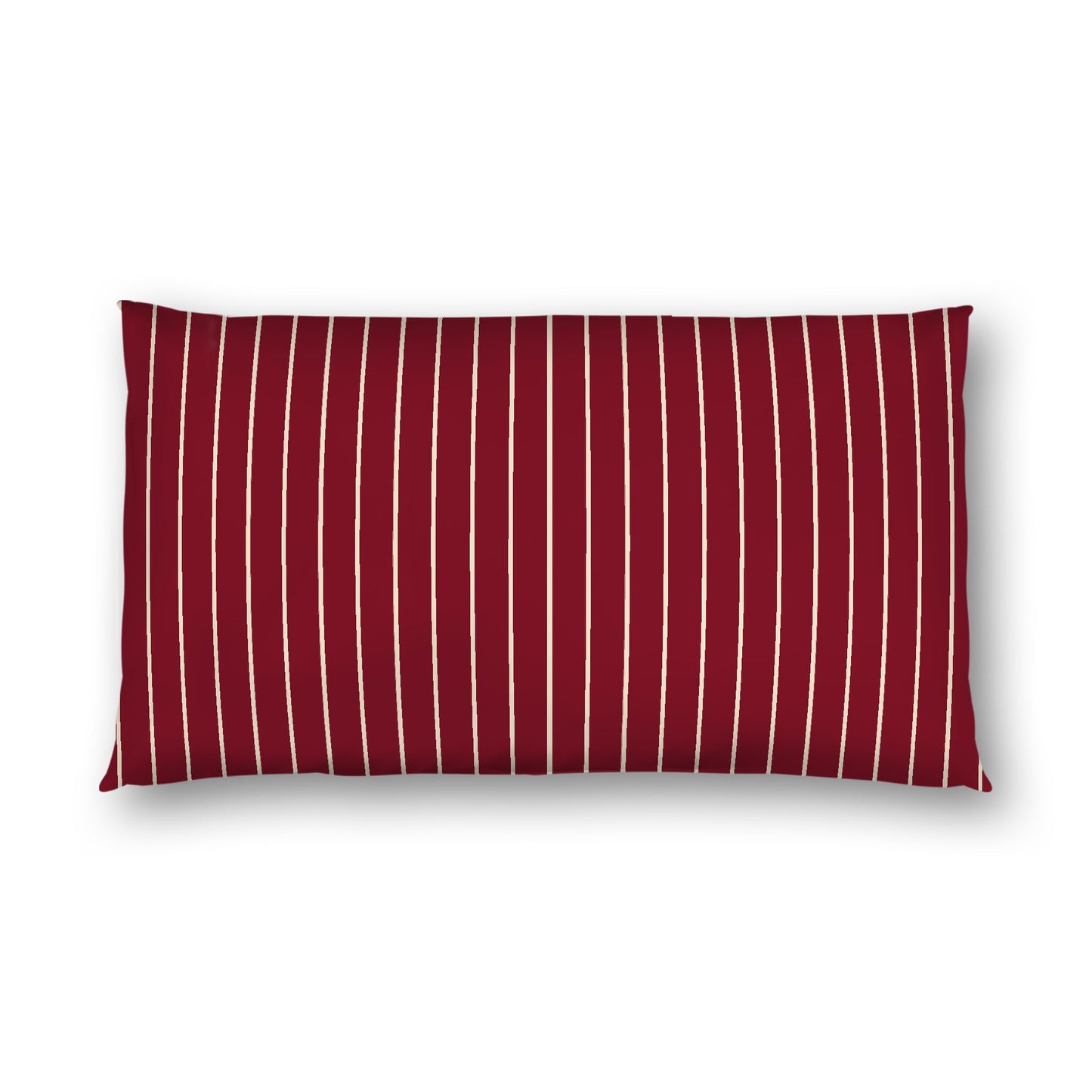 Burgundy Red Cotton Sateen Sham, Beige Stripes on Front, White Reverse Side, King - 20 x 36 inches