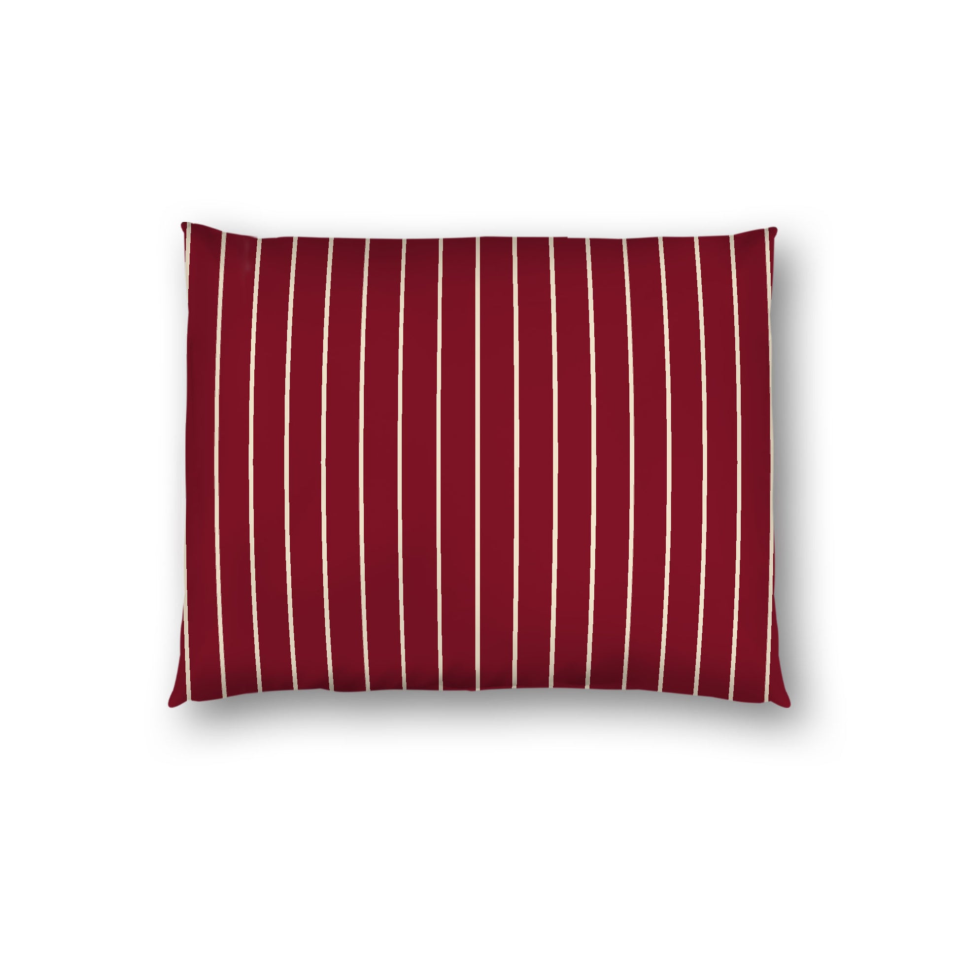 Burgundy Red Cotton Sateen Sham, Beige Stripes on Front, White Reverse Side, Standard - 20 x 26 inches