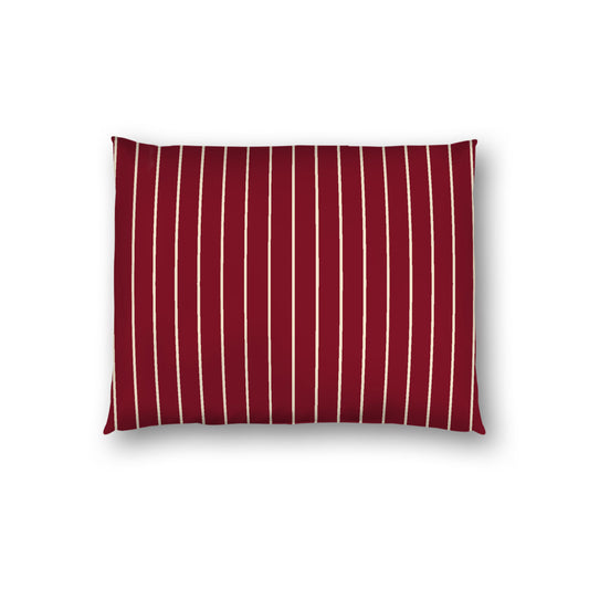 Burgundy Red Cotton Sateen Sham, Beige Stripes on Front, White Reverse Side, Standard - 20 x 26 inches