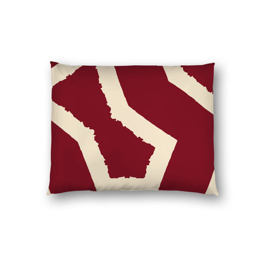 Burgundy Red Cotton Sateen Sham, Bold Beige Graphic on Front, White Reverse Side, Standard - 20 x 26 inches