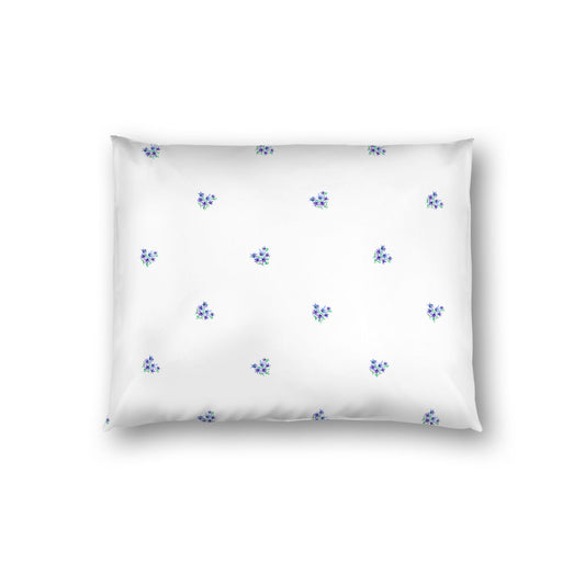 Off-White Cotton Sateen Pillow Sham, Small Purple Floral Pattern, Standard - 20 x 26 inches