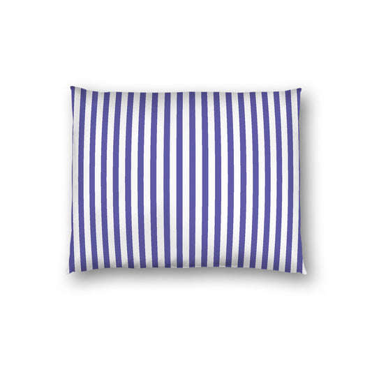 Off-White Cotton Sateen Sham, Thin Purple Bars on Front, White Reverse Side, Standard - 20 x 26 inches