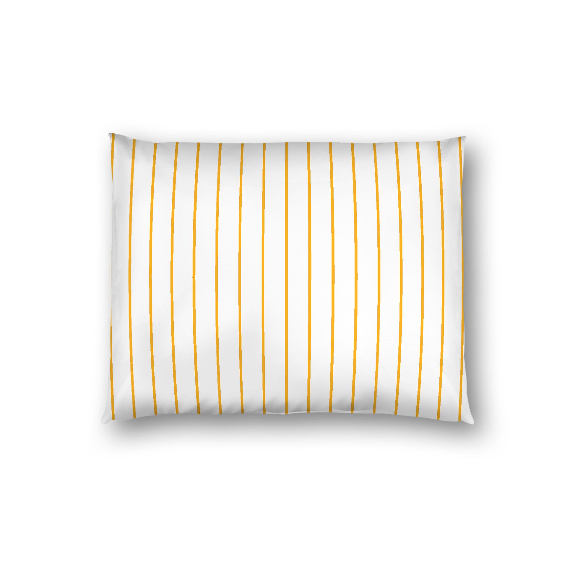 Off-White Cotton Sateen Sham, Yellow-Orange Stripes on Front, White Reverse Side, Standard - 20 x 26 inches