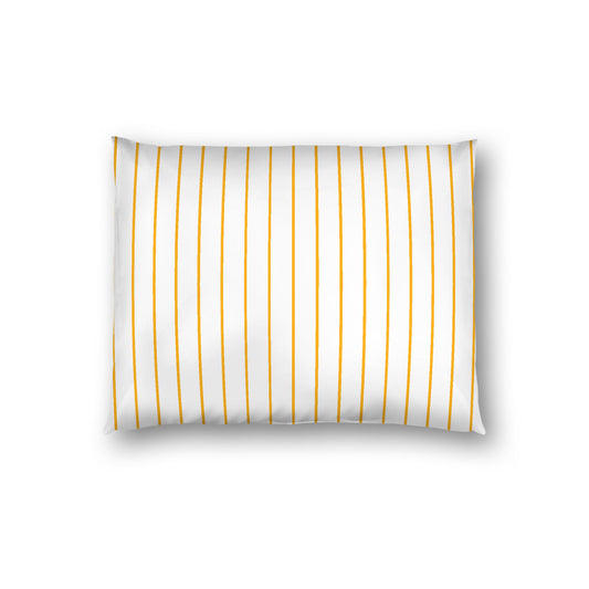 Off-White Cotton Sateen Sham, Yellow-Orange Stripes on Front, White Reverse Side, Standard - 20 x 26 inches