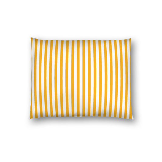 Off-White Cotton Sateen Sham, Thin Yellow-Orange Bars on Front, White Reverse Side, Standard - 20 x 26 inches