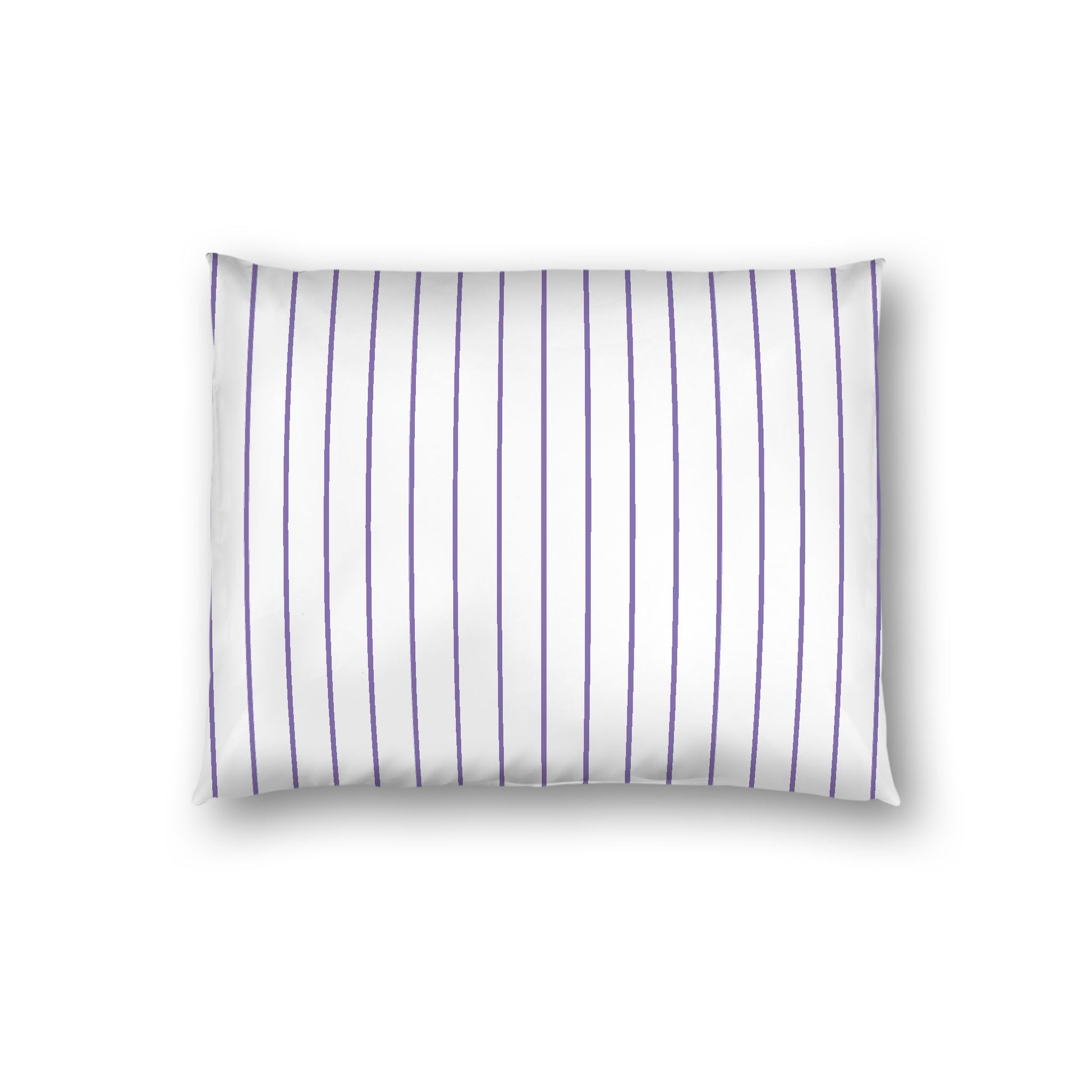 Off-White Cotton Sateen Sham, Purple Stripes on Front, White Reverse Side, Standard - 20 x 26 inches