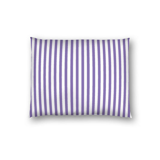 Off-White Cotton Sateen Sham, Thin Purple Bars on Front, White Reverse Side, Standard - 20 x 26 inches