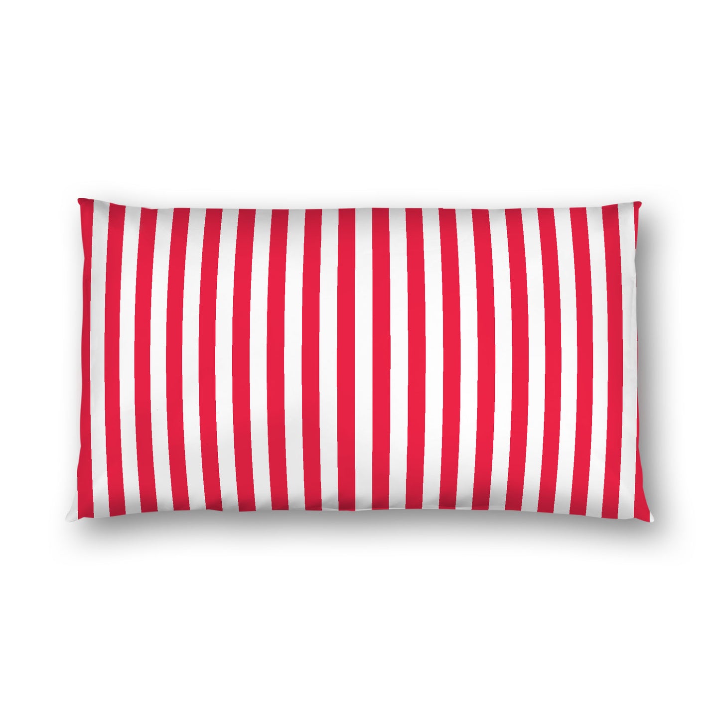 Off-White Cotton Sateen Sham, Red Bars on Front, King - 20 x 36 inches
