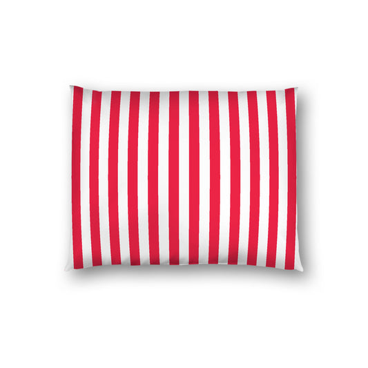 Off-White Cotton Sateen Sham, Red Bars on Front, Standard - 20 x 26 inches