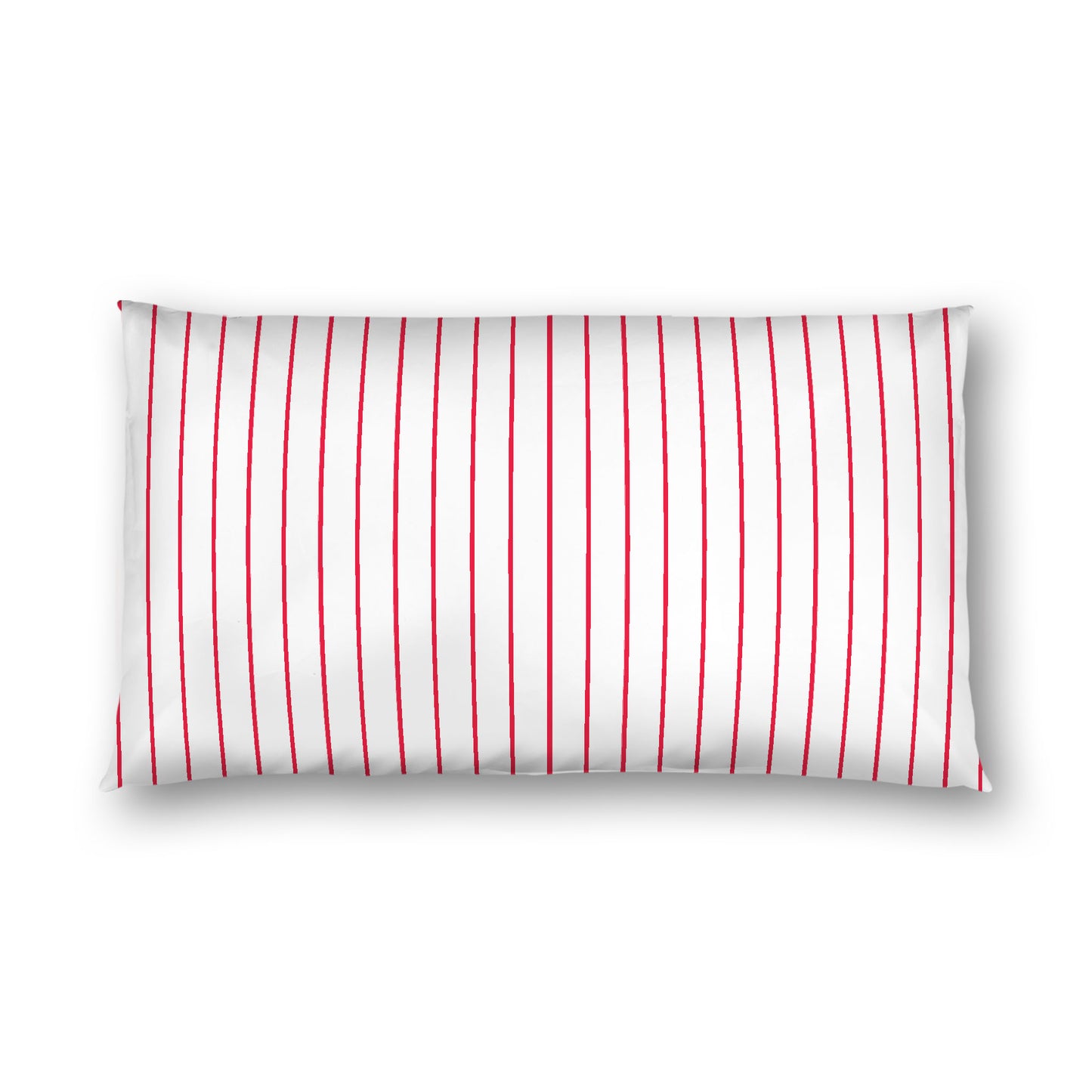 Off-White Cotton Sateen Sham, Red Stripes on Front, White Reverse Side, King - 20 x 36 inches
