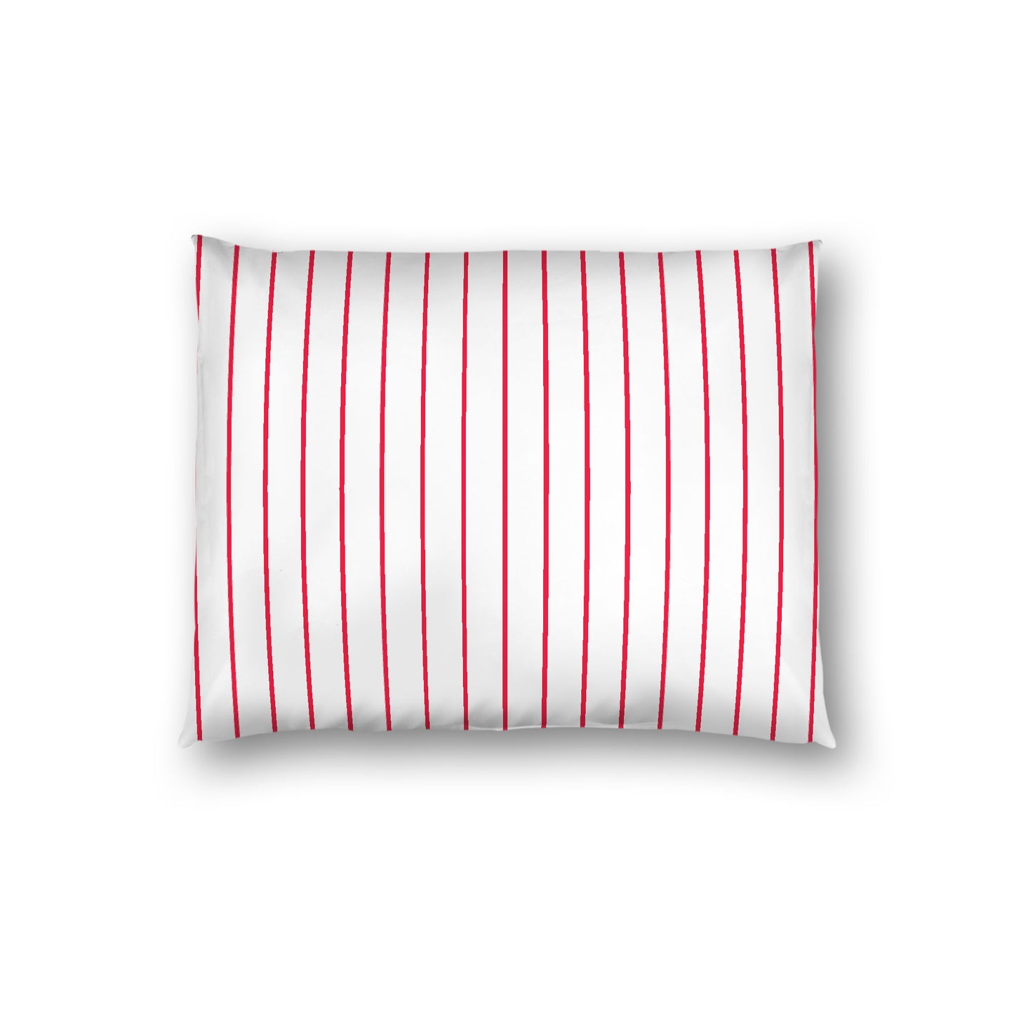Off-White Cotton Sateen Sham, Red Stripes on Front, White Reverse Side, Standard - 20 x 26 inches