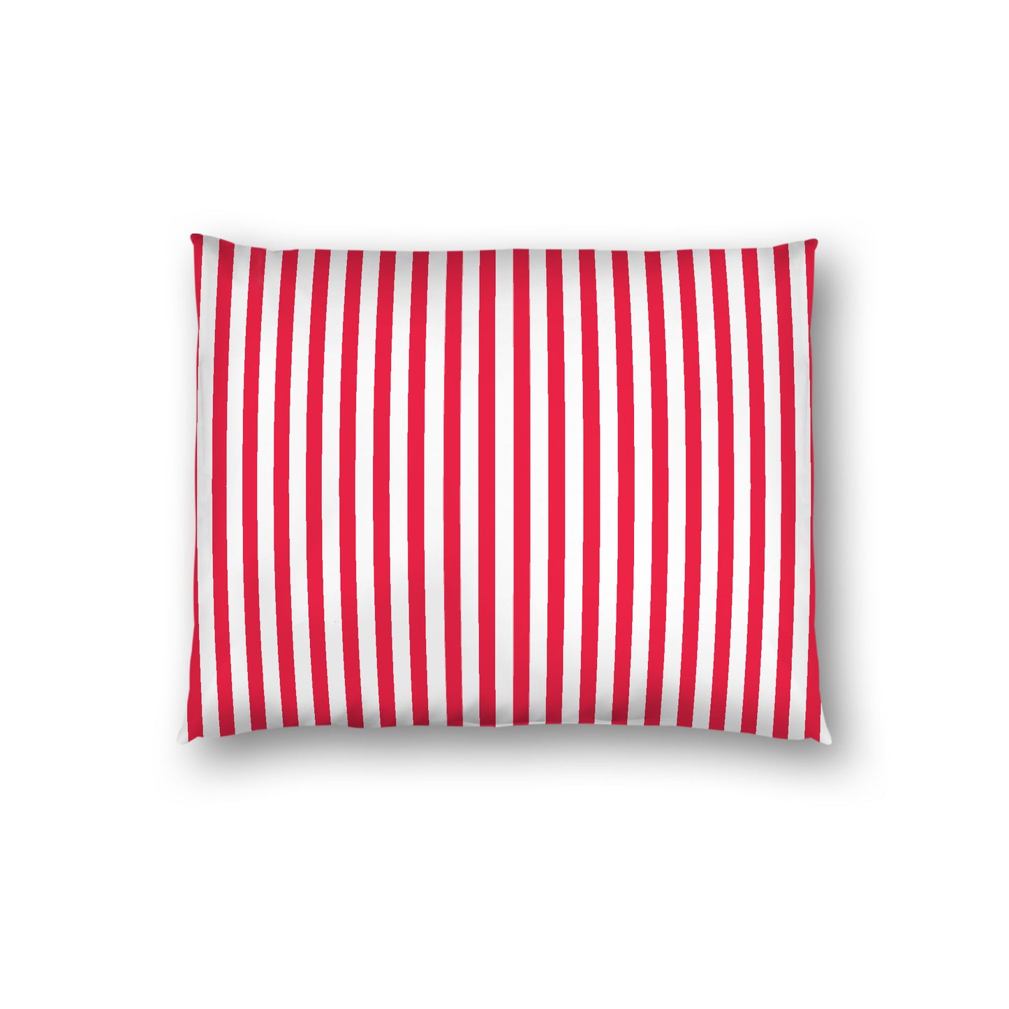 Off-White Cotton Sateen Sham, Thin Red Bars on Front, White Reverse Side, Standard - 20 x 26 inches