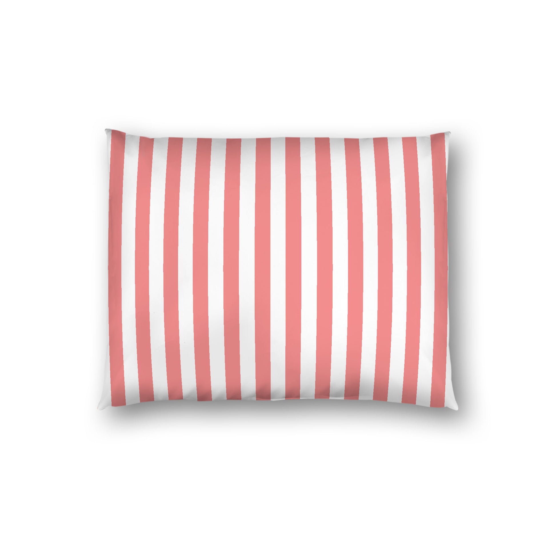 Off-White Cotton Sateen Sham, Pink Bars on Front, Standard - 20 x 26 inches