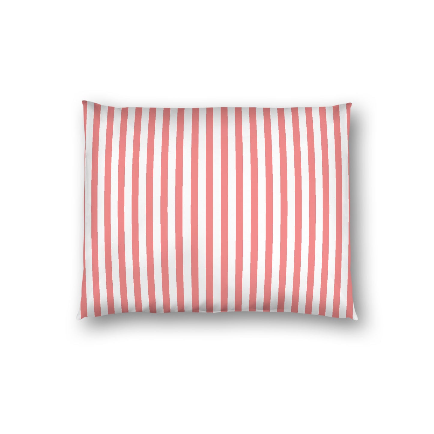Off-White Cotton Sateen Sham, Thin Pink Bars on Front, White Reverse Side, Standard - 20 x 26 inches