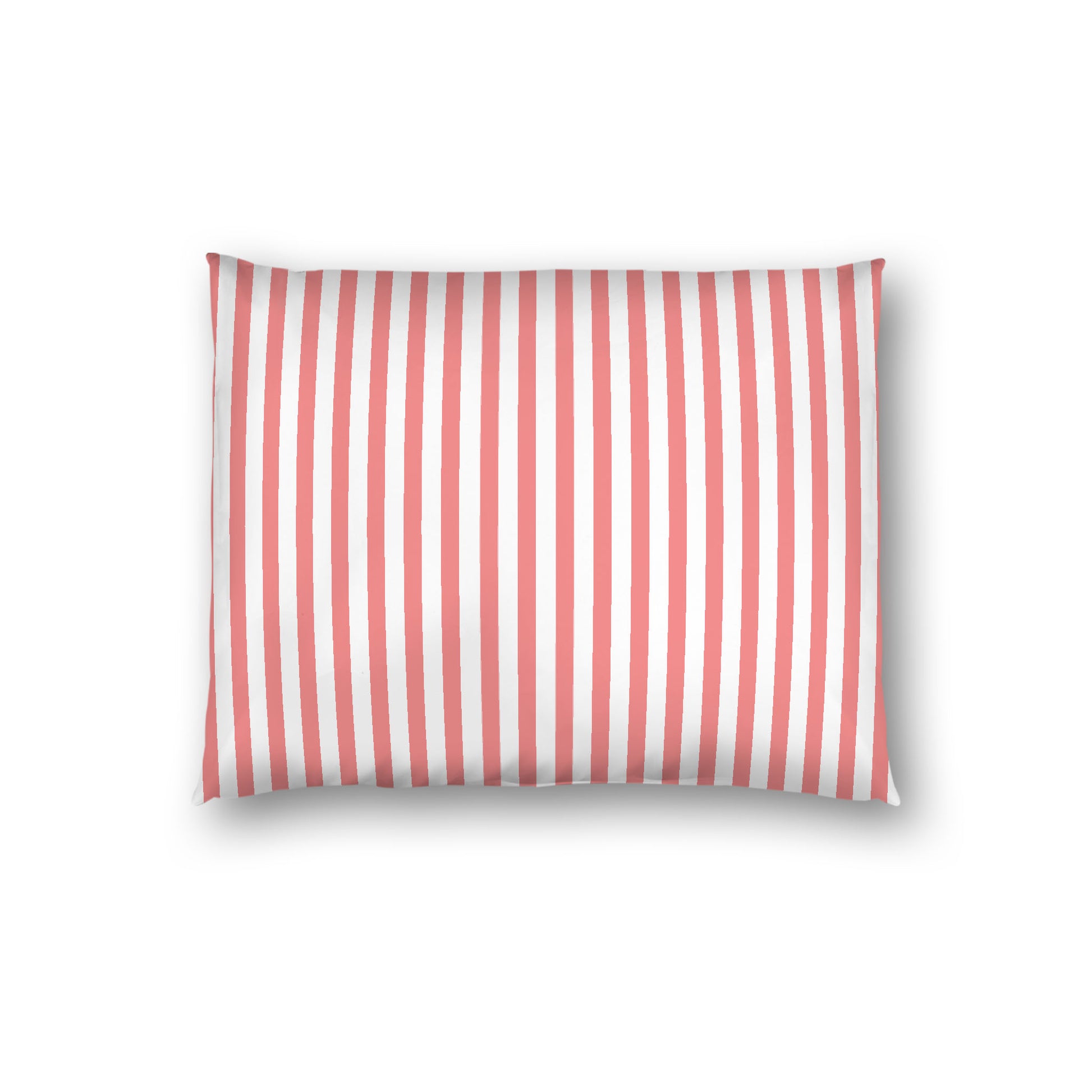 Off-White Cotton Sateen Sham, Thin Pink Bars on Front, White Reverse Side, Standard - 20 x 26 inches