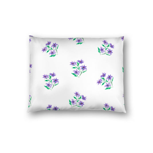 Off-White Cotton Sateen Pillow Sham, Medium Purple Floral Pattern, Standard - 20 x 26 inches