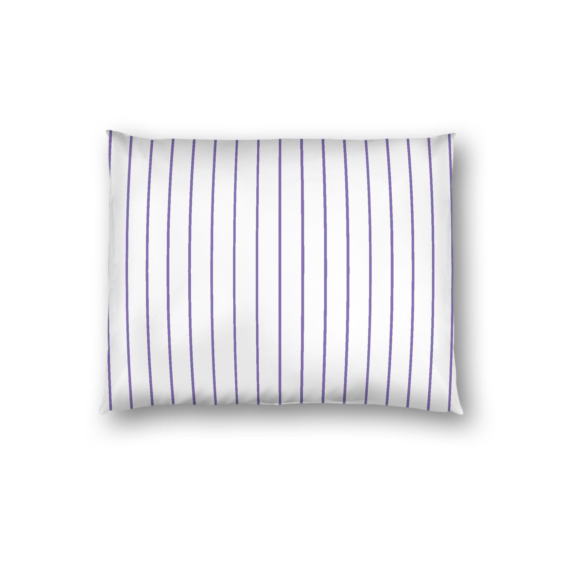Off-White Cotton Sateen Sham, Purple Stripes on Front, White Reverse Side, Standard - 20 x 26 inches