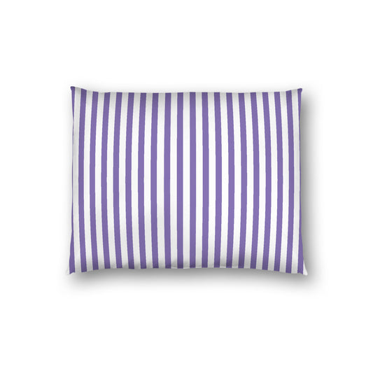 Off-White Cotton Sateen Sham, Thin Purple Bars on Front, White Reverse Side, Standard - 20 x 26 inches
