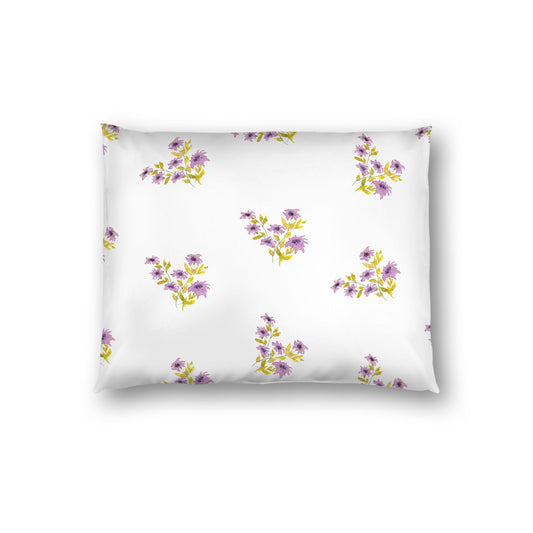 Off-White Cotton Sateen Pillow Sham, Medium Mauve Floral Pattern, Standard - 20 x 26 inches